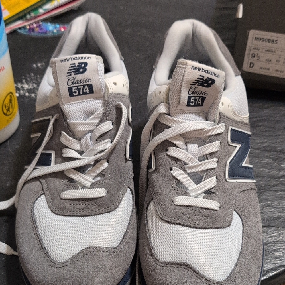 New Balance 574 Gray and White Sneakers